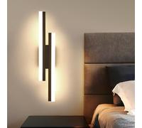 Riserva Lámparas de Pared Interior LED, 16W 3000K Blanco Cálido, Aplique de Pared Negro Moderno in Acrílico para Sala de Estar, Dormitorio, Escaleras, Pasillo, 40cm