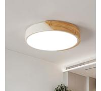 Riserva LED Madera Redondo Plafón 30W, Moderno Interior Lámpara de Techo Blanco Neutro 4500K 3400LM, LED Moderno Lámpara de Techo Blanco para Salón, Pasillo, Hogar, Oficina, Porche, Ø30cm…