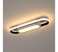 Riserva Plafón Led Techo Moderno, 30W 3000LM Rectangular Lámpara de Techo Led 3000K Luz Blanco Cálido, Luz de Techo de Acrílico para Dormitorio Cocina Pasillo, L40 *W12cm, Blanco y Negro