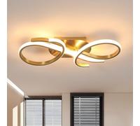 Riserva Plafon LED Techo Moderno, 36W 4050LM Lámpara de Techo, 3000K Blanco Calido, Creativo Luz de Techo Acrílico para Dormitorio, Cocina, Sala de Estar, Pasillo, Balcón, Oro