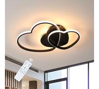 Riserva Plafon LED Techo Regulable, 48W Lámpara de Techo Modernas con Mando a Distancia, 3000K-6500K, Lamparas de Techo en Forma de Corazón para Dormitorio, Sala de Estar, Comedor, Negro