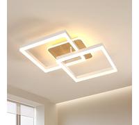 Riserva Plafon LED Techo Regulable con Mando, 3000K-6500K, 40W Lámpara de Techo Madera Modernas Geométrico, para Salón, Dormitorio, Comedor, Blanco