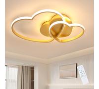 Riserva Plafon Techo LED Regulable, 48W 4800LM Lámpara Techo Dormitorio, 3000K-6500K con Mando a Distancia, Moderno Luz de Techo LED Dorado Para Cuarto de Niños, Salon, Comedor