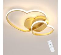 Riserva Plafon Techo LED Regulable 48W, Forma de Corazón, 3000K-6500K, Oro | Moderno Luz de Techo LED Para Cuarto de Niños, Salon, Comedor