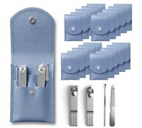 RISESAILS Kit de cortaúñas azul de 20 piezas. Juegos de manicura profesional con cortaúñas a granel. Cortaúñas de acero inoxidable a granel. Kit de uñas portátil de tamaño de viaje para salones