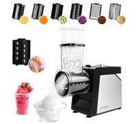 RISESOL 7 en 1 Cortador de Verduras Eléctrico Picadora de Hielo Rallador de Queso Acero Inoxidable con 7 Cuchillas 250W Mandolina Rebanadora de Cocina Multifuncional 220V Enchufe UE