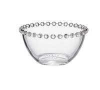 RISHORI 2 Piezas Cuencos Postre Vidrio Transparente con Bordes Perlados - Ensaladera Frutera Plástico Reutilizable Fiestas Verano Meriendas,Large Beaded Bowl