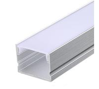 RISHORI Canal LED de Aluminio de 3,3 pies/1 m, sin Bordes, en Forma de U, difusor de Tira LED Plateado con Cubierta Blanca lechosa, fácil instalación,20mm*15mm Borderless