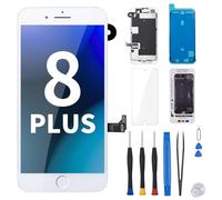 Risidamoy Reemplazo de pantalla para iPhone 8 Plus con botón de inicio de 5.5 pulgadas, color blanco