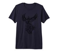 Rising from The Ashes Black Artistic Phoenix Ilustración Camiseta Premium