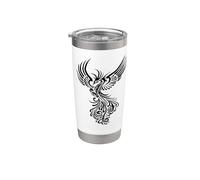 Rising From The Ashes Black Artistic Phoenix Ilustración Vaso térmico de acero inoxidable de doble pared