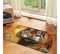Rising Sun Tiger - Alfombrillas de comida para perros, 16 x 24 pulgadas, antideslizante, súper absorbente, tapete de comida para mascotas, tapete para lavavajillas para comida y agua, bonita