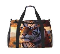 Rising Sun Tiger - Bolsa de viaje resistente al agua compacta para deportes, gimnasio y fin de semana para hombres y mujeres