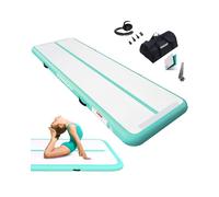 RISINGUKST Air Track - Colchoneta de gimnasia artística de 10/20 cm de grosor, 3/4/5/6 m - Colchoneta de gimnasio con bomba eléctrica para casa (Verde, 400 * 100 * 10)