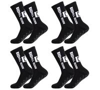 Risipu 4 pares de calcetines deportivos antideslizantes, transpirables, antideslizantes, calcetines de fútbol para hombre y mujer, calcetine de fútbol, baloncesto, maratón, correr (4 Negro)