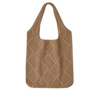 Risipu Bolsa de playa tejida para mujer, estilo bohemio, retro, hueco, tejido de malla, bolsa de mano para mujer, vacaciones, viajes, compras, trabajo diario, Khaki, 39*33*11cm
