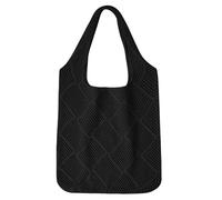 Risipu Bolsa de playa tejida para mujer, estilo bohemio, retro, hueco, tejido de malla, bolsa de mano para mujer, vacaciones, viajes, compras, trabajo diario, Black, 39*33*11cm