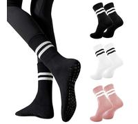 Risipu - Calcetines antideslizantes para mujer, 3 pares para pilates, ballet, danza, trampolín, Talla única