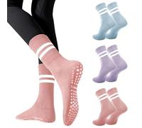 Risipu - Calcetines antideslizantes para mujer, 3 pares para pilates, ballet, danza, trampolín, Talla única