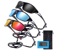 Risipu Gafas de Sol Polarizadas para Ciclismo - Pack de 3 con Protección UV400 Wrap Around para Hombres y Mujeres Deportivas