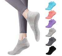 Risipu Grip - Calcetines de pilates para mujer, antideslizantes, para yoga, atletismo, barré, ballet, entrenamiento, hospital, 6 pares - Multicolor 01, Altoa única