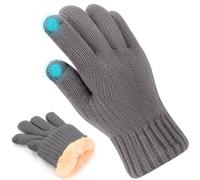 Risipu Guantes de invierno con pantalla táctil para hombre Guantes térmicos de punto con pantalla táctil para mujer Guante suave con forro polar para esquiar Correr (Gris oscuro, M)