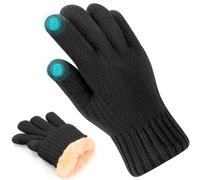 Risipu Guantes de invierno con pantalla táctil para hombre Guantes térmicos de punto con pantalla táctil para mujer Guante suave con forro polar para esquiar Correr (Negro, M)