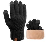 Risipu Guantes de invierno para hombre, térmicos, suaves, de forro polar, para pantalla táctil, guantes de nieve cálidos para correr, ciclismo, clima frío, Negro, Taille unique