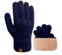 Risipu Guantes de invierno para hombre, térmicos, suaves, de forro polar, para pantalla táctil, guantes de nieve cálidos para correr, ciclismo, clima frío, azul marino, Taille unique