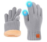 Risipu Guantes de invierno para mujeres Hombres Señoras Guantes térmicos de pantalla táctil con forro polar Guante de punto suave y cálido para correr Esquí (Gris claro, L)