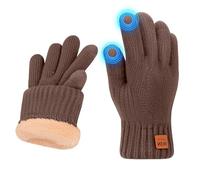 Risipu Guantes de invierno para mujeres Hombres Señoras Guantes térmicos de pantalla táctil con forro polar Guante de punto suave y cálido para correr Esquí (Caquí, M)