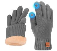 Risipu Guantes de invierno para mujeres Hombres Señoras Guantes térmicos de pantalla táctil con forro polar Guante de punto suave y cálido para correr Esquí (Gris oscuro, M)