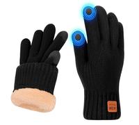 Risipu Guantes de invierno para mujeres Hombres Señoras Guantes térmicos de pantalla táctil con forro polar Guante de punto suave y cálido para correr Esquí (Negro, L)
