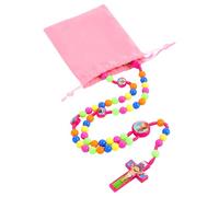 Risipu Juego de cuentas de rosario colorido para aprender a rezar, rosario infantil con bolsa de regalo de terciopelo para Navidad, Pascua y bautizos católicos, Madera