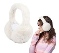 Risipu Orejeras de invierno para mujer, plegables, de piel sintética, suaves y cálidas, para invierno y exteriores, para mujeres y niñas, blanco, talla única