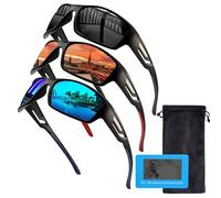 Risipu Pack de 3 Gafas de sol polarizadas Ciclismo Gafas de Sol Deportivas para Hombres Mujeres Hombres Gafas de Ciclismo Gafas de Sol Wrap Around UV400 Protección para Ciclismo Pes