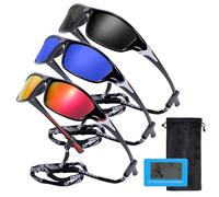Risipu Pack de 3 Gafas de Sol Polarizadas Deportivas UV400 para Ciclismo - Wrap Around para Hombres y Mujeres