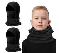 Risipu Paquete de 2 pasamontañas para niños y niñas, resistente al viento, gorro de invierno, máscara de esquí para clima frío, calentador facial transpirable para deportes, esquí, ciclismo, Negro y