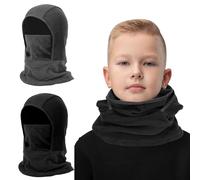 Risipu Paquete de 2 pasamontañas para niños y niñas, resistente al viento, gorro de invierno, máscara de esquí para clima frío, calentador facial transpirable para deportes, esquí, ciclismo, Negro y