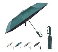 Risipu Paraguas de viaje con hebilla de anillo, negro, apertura y cierre automático, 10 varillas, resistente al viento, portátil para hombres y mujeres, verde, 69 cm