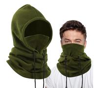 Risipu Pasamontañas de forro polar, gorro de invierno, máscara térmica para hombres y mujeres, capucha de snood, calentador de cuello, máscara de esquí resistente al viento, verde, Talla única