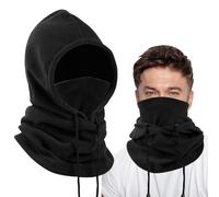 Risipu Pasamontañas de forro polar, gorro de invierno, máscara térmica para hombres y mujeres, capucha de snood, calentador de cuello, máscara de esquí resistente al viento, Negro, Talla única