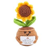 Risipu Regalo de apoyo emocional hecho a mano, planta de girasol positiva para mujeres y hombres, muñeca de ganchillo de apoyo emocional con tarjeta de aliento, regalo de girasol para amigos, familia
