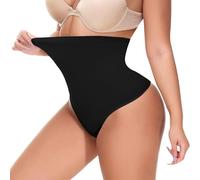 Risipu Tummy Control Tanga Shapewear para Mujer Tanga Moldeador sin Costuras Ropa Interior Body Shaper (FR/ES, Letras, L, Regular, Regular, Negro)