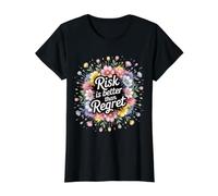 Risk Is Better Than Regret Chance Efforts Lessons - Camiseta gráfica económica, Mujer, Negro, L