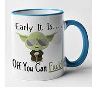 Risky Tees - Taza de ciencia ficción grosera - Early It Is... Of You Can Fuck - Taza divertida (azul, 11 onzas)