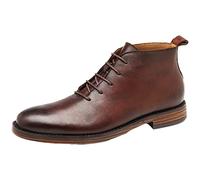 rismart Botas de Piel para Hombre Vestir Moda Tobillo Invierno Zapato Botín Marrón,45