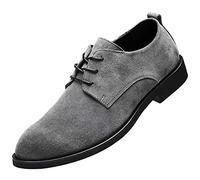 rismart Hombre Ante Oxford Semi Casual Zapatos de Cordones para Boda Trabajo Negocios(Gris,44 EU)