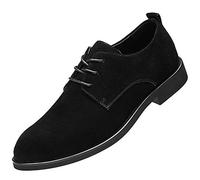 rismart Hombre Ante Oxford Semi Casual Zapatos de Cordones para Boda Trabajo Negocios(Negro,44 EU)