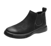 rismart Hombre Cuero Botas Chelsea Tobillo Deslizar Zapatos Casual para Interior Exterior Negro,43